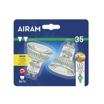 AIRAM LED DECOR KOHDELAMPPU 2,4W GU10 280LM 500CD HIMMEN. 2 KPL