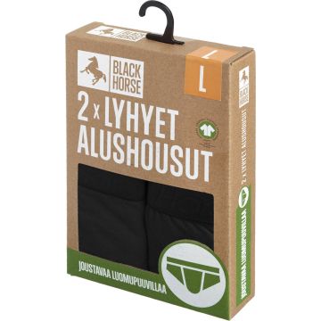 BLACK HORSE M ALUSHOUSUT BRIEF 2-PACK MUSTA XXL