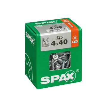 SPAX RUUVI TORX UPPOKANTA, OSAKIERRE WIROX 4X40 L 125KPL