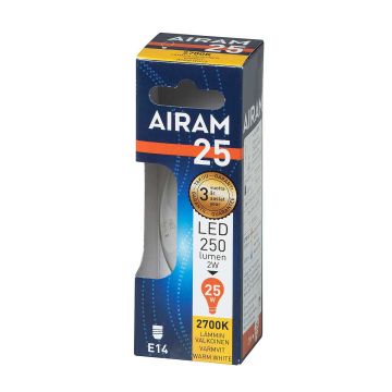 AIRAM LED KYNTTILÄLAMPPU KIRKAS 2,5W E14 FILAM. 250LM, 15 000H