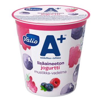 VALIO A+ JOGURTTI MUSTIKKA-VADELMA LISÄINEETON LAKTON 150 G