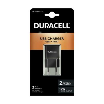 DURACELL USB 2.4A -SEINÄLATURI, MUSTA