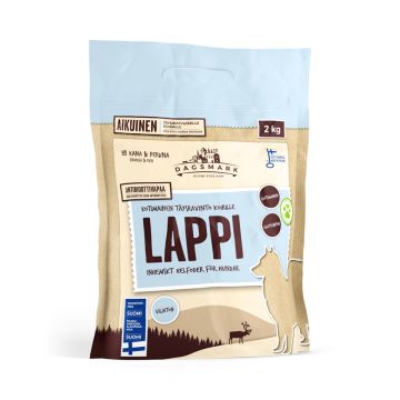 DAGSMARK LAPPI TÄYSRAVINTO VILJATON AIKUISILLE KOIRILLE 2 KG