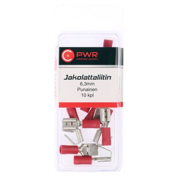 C-PWR JAKOLATTALIITIN 6,3MM, PUNAINEN 10KPL