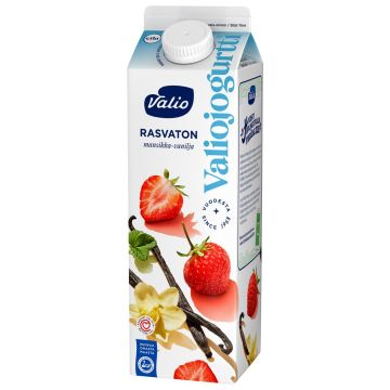 VALIO JOGURTTI RASVATON MANSIKKA-VANILJA LAKTON 1KG
