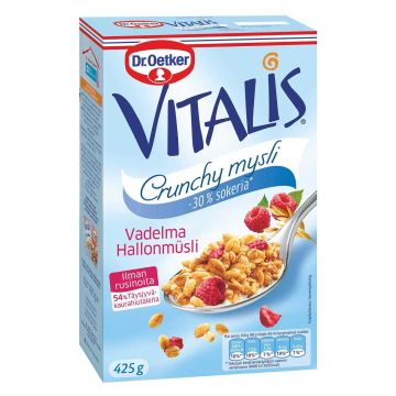 VITALIS CRUNCHY -30% SOKERIA VADELMA 425 G