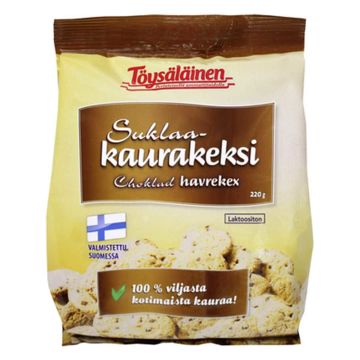 TÖYSÄLÄINEN SUKLAA KAURAKEKSI 100% KAURA 220 G