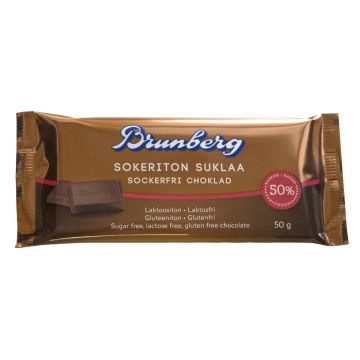BRUNBERG SOKERITON JA LAKTOOSITON SUKLAALEVY 50 G