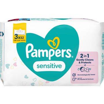 PAMPERS SENSITIVE WIPES 3-PACK 156KPL 156 KPL
