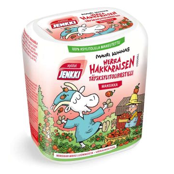 HERRA HAKKARAISEN TÄYSKSYLITOLI- PASTILLI MANSIKKA 55 G