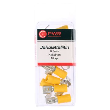 C-PWR JAKOLATTALIITIN 6,3MM, KELTAINEN 10KPL