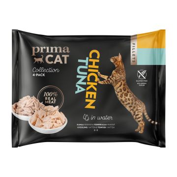 PRIMACAT FILLETS 4*50G KANAA VEDESSÄ & TONNIKALAA VEDESSÄ 200 G