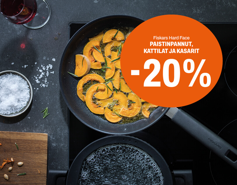Fiskars Hard Face paistinpannut, kattilat ja kasarit -20%