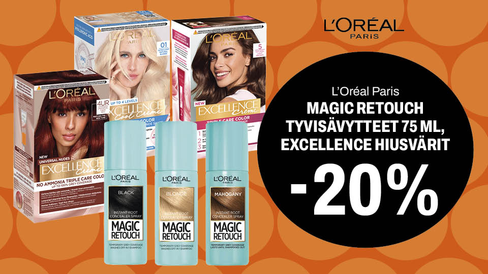 Loreal hiusvärituotteita -20%