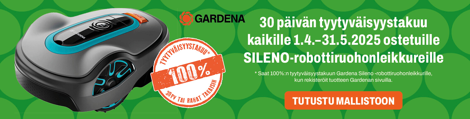 30 päivän tyytyväisyystakuu Gardena Sileno -robottiruohonleikkureille