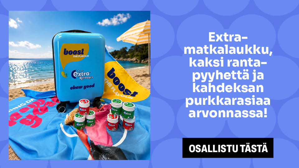 Extra -matkalaukku, kaksi rantapyyhett&auml; ja kahdeksan purkkarasiaa arvonnassa!
