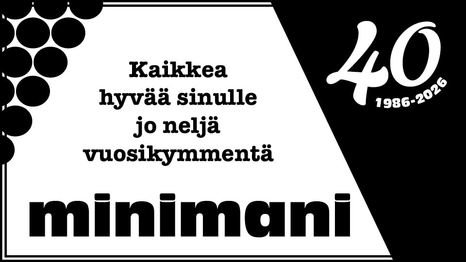 Minimani 1986-2026 - kaikkea hyv&auml;&auml; sinulle!