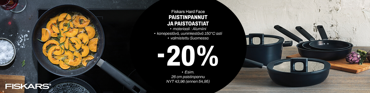 Fiskars Hard Face paistinpannut ja paistoastiat -20%