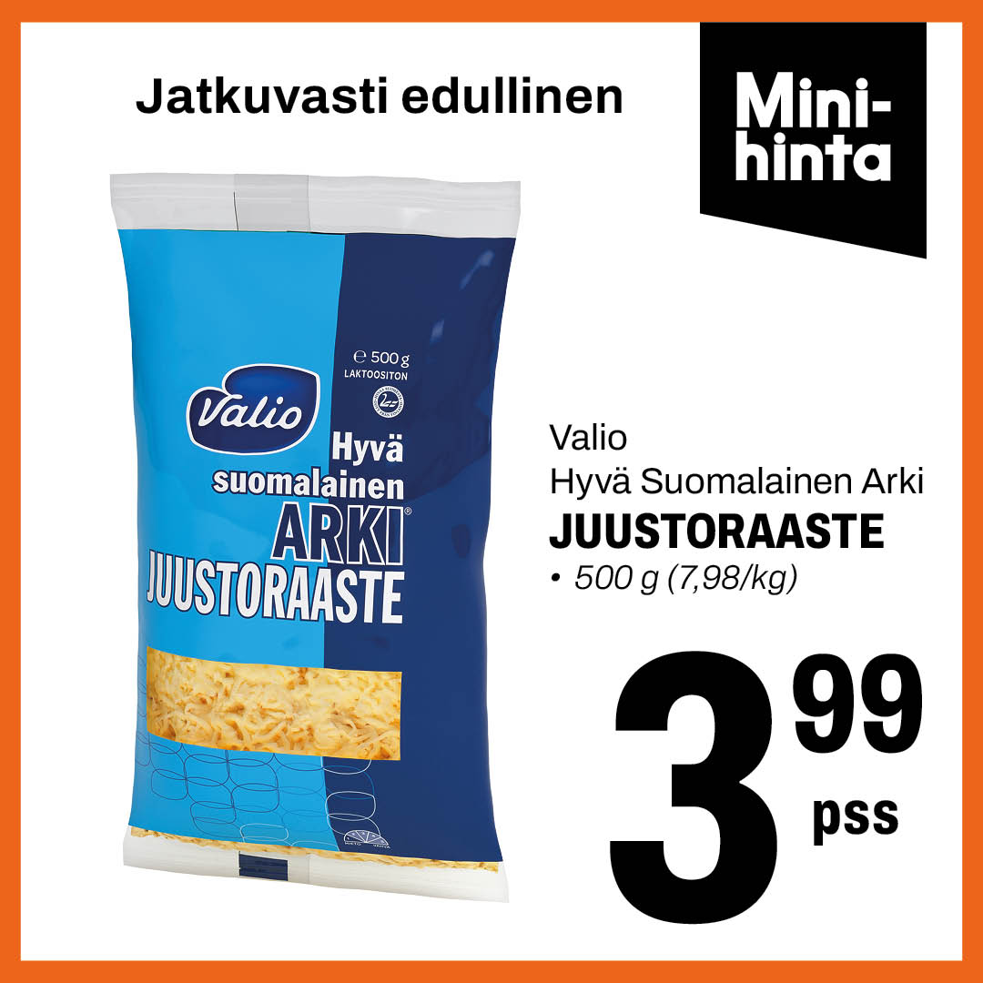 Valio Hyv&auml; Suomalainen Arki juustoraaste 3,99 &euro;